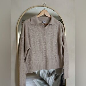 Twik Beige/Blush Cable Knit Sweater